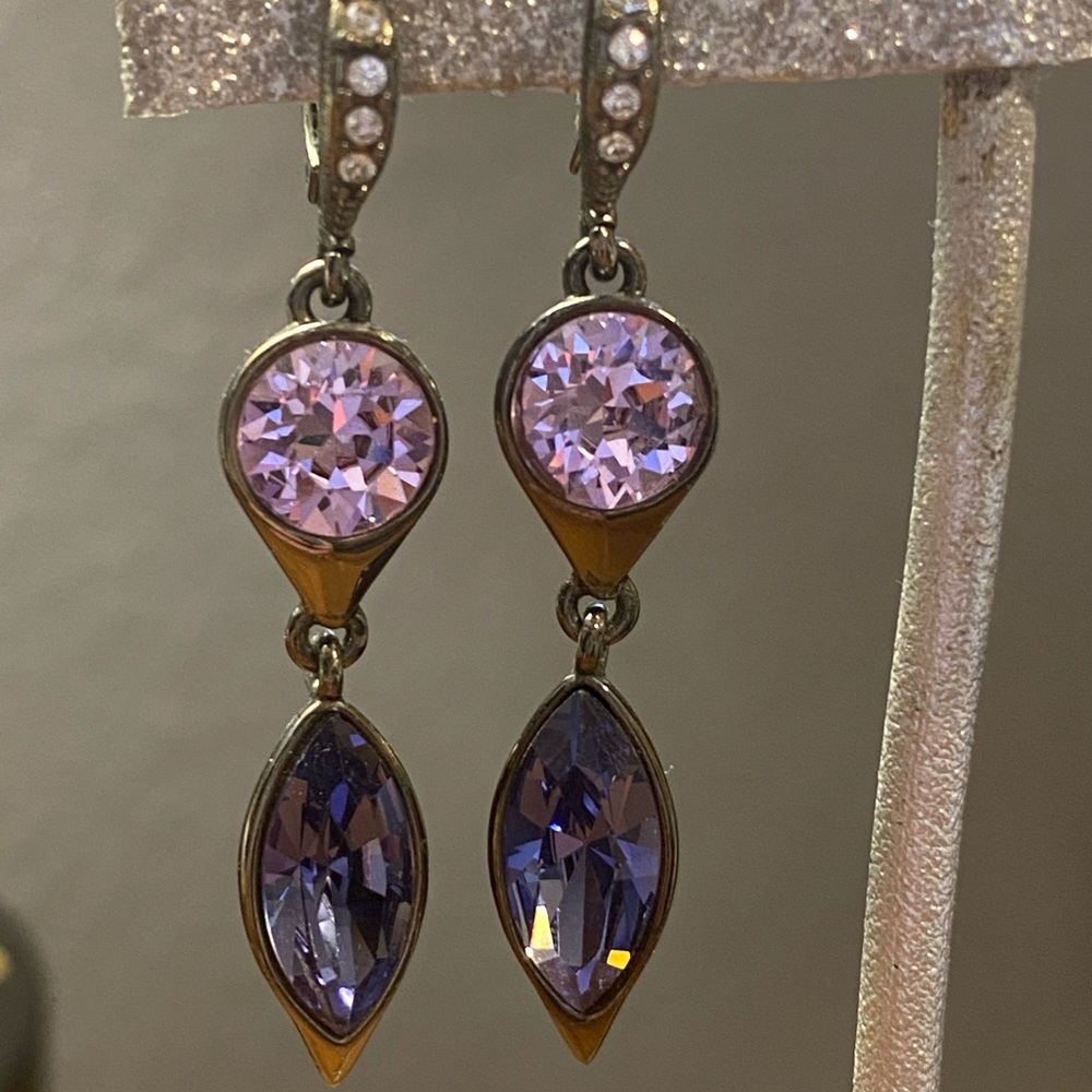 Chic Givenchy Amethyst Crystal Drop Earrings - image 4